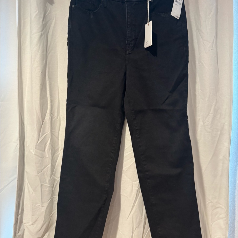 Good American High-Rise Slim-Straight Black Jeans